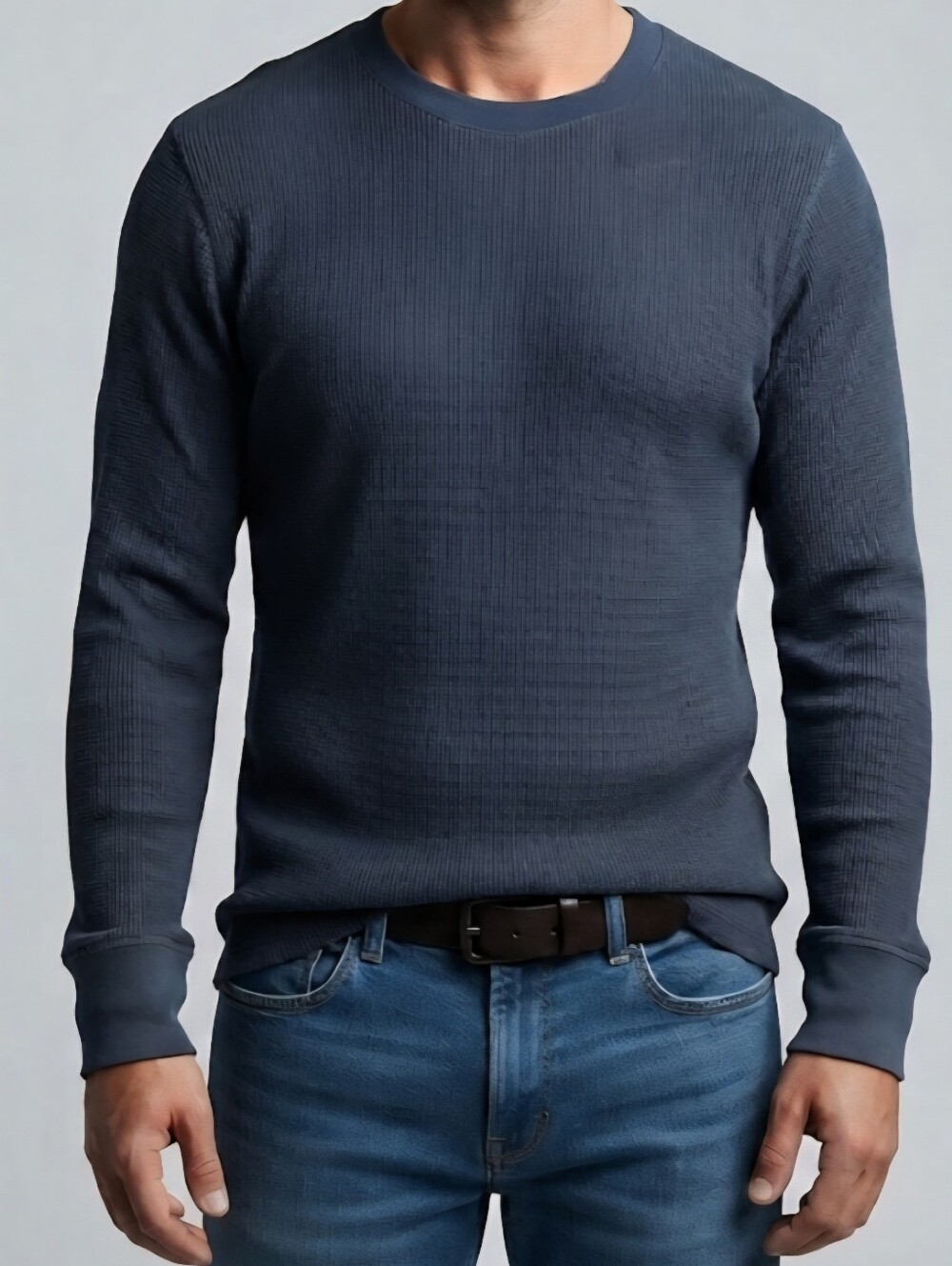 Urban Pipeline Men Waffle Thermal Knit Slate Blue Long Sleeve Crew Neck Top XXL